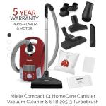 Lightweight!

Ideal for low carpets and floors.

Includes 205-3 Turbo Brush, 285-3 Rug/Floor Tool + 3 Accessories

**AirClean Filtration**

5 Year Parts / 10 Motor Warranty
